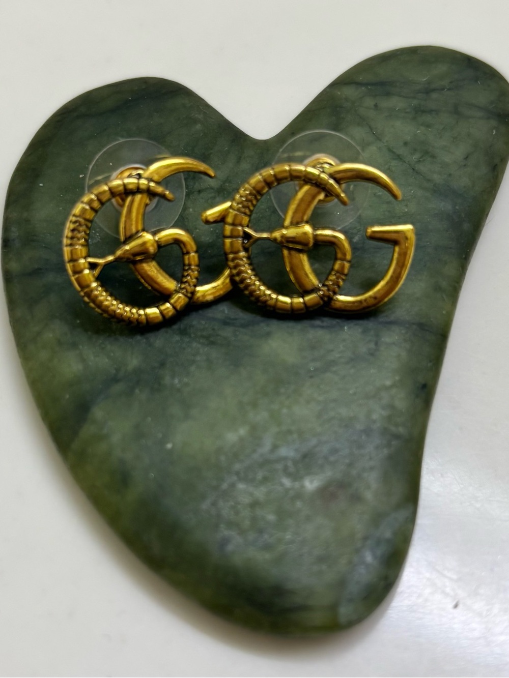 Gold Double G Snake Motif Stud Earrings
